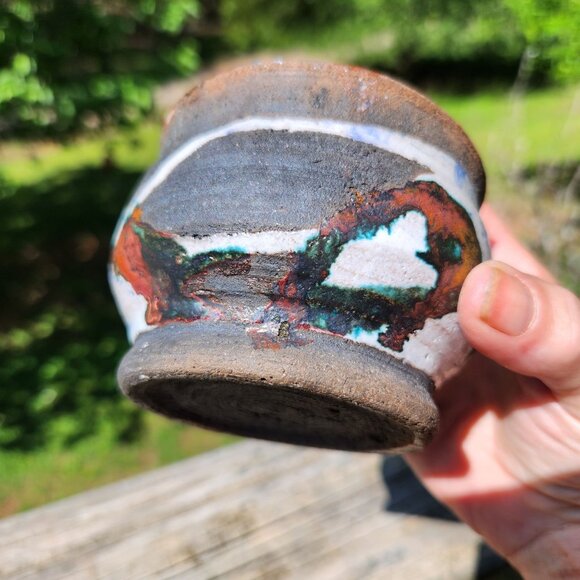 Vintage Raku Japanese Tea Ceremony Cup Signed Artisan Handcrafted Ceramic 3"H X - Picture 11 of 13